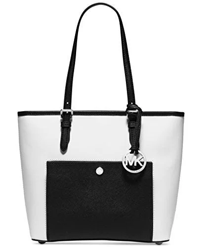 Foldable handle bags for easy storage and portability on-the-go -MICHAEL Michael Kors Jet Set Item Medium Top Zip Snap Pocket Tote