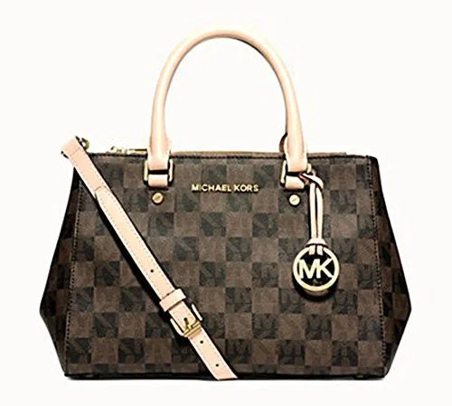 High-quality leather handle bags with hand-stitched detailing for added luxury -Michael Michael Kors Sutton Blk/brn Sm Satchel