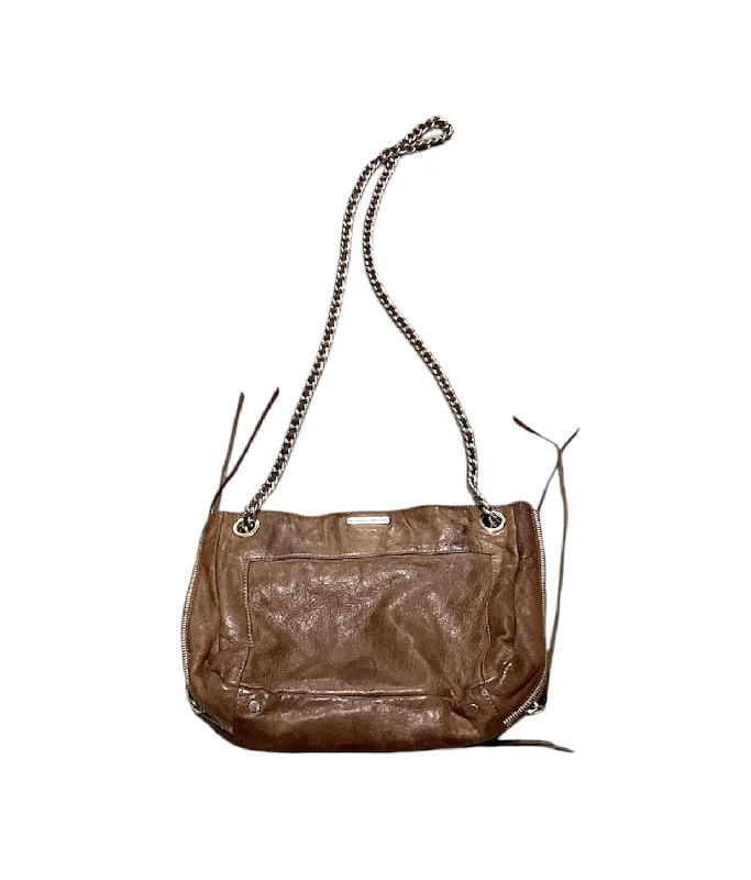 Elegant handle bags with crocodile texture for a luxury and sophisticated appeal -Rebecca Minkoff Brown Leather Purse