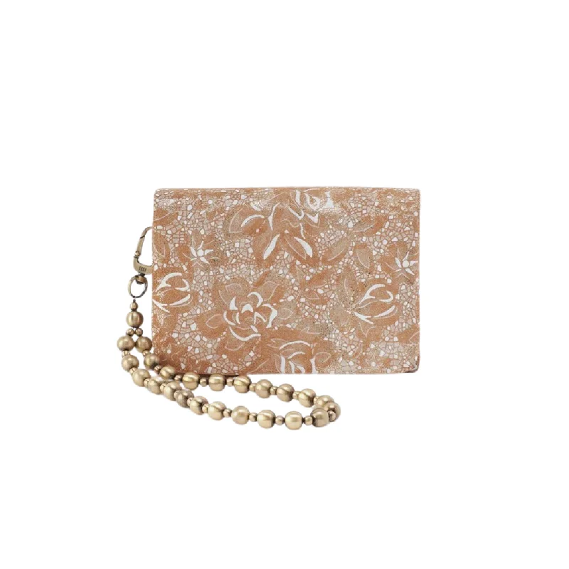 Elegant leather handle bags with gold accents for a sophisticated, luxurious touch -Ross Beaded Wristlet in Gilded Petals