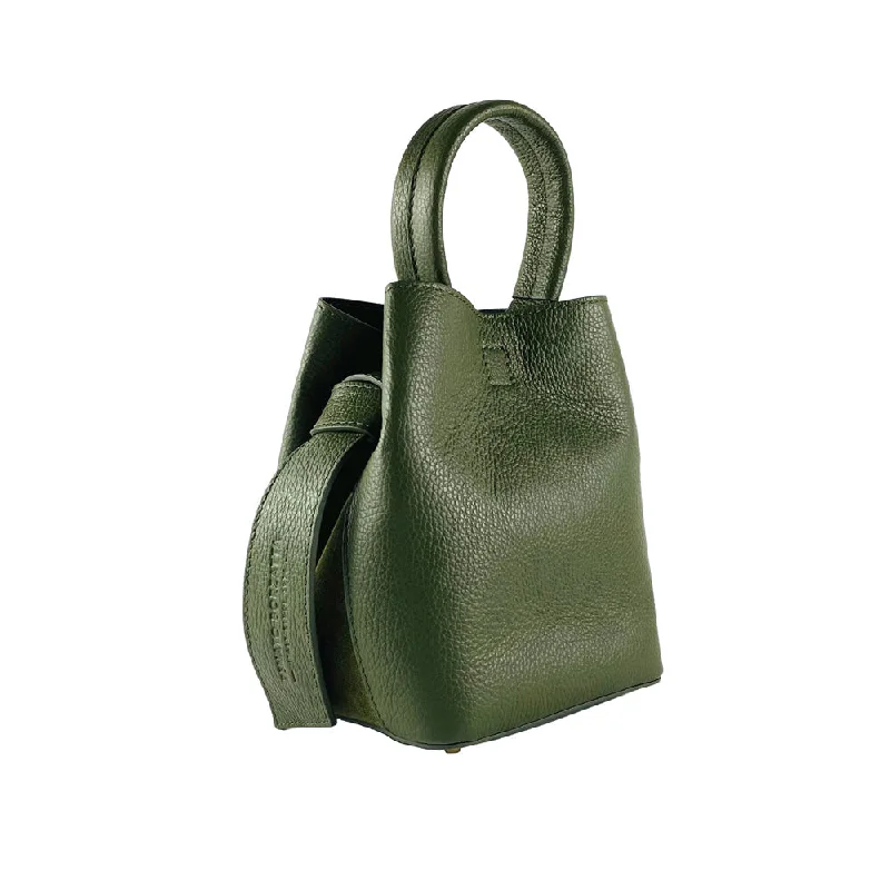 Soft leather handle bags with neutral tones for women who prefer subtle elegance -Renato Borzatta Bucket Shoulder Bag Leather Green