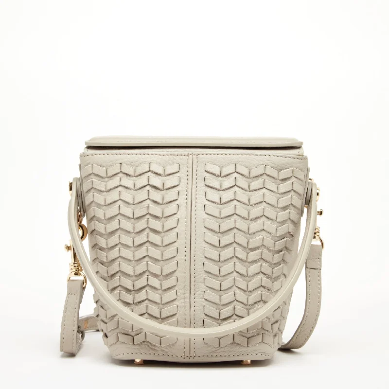 Classic tote handle bags with spacious interiors for work and shopping needs -SUSU Anna Woven Leather Shoulder Crossbody Bag Grayish Beige