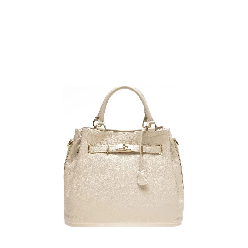 High-quality leather handle bags with hand-stitched detailing for added luxury -Anna Luchini Bucket Leather Shoulder Bag Beige