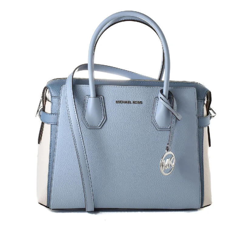 Reversible handle bags with dual designs for versatile, on-the-go fashion choices -Michael Kors MERCER Blue Satchel Bag