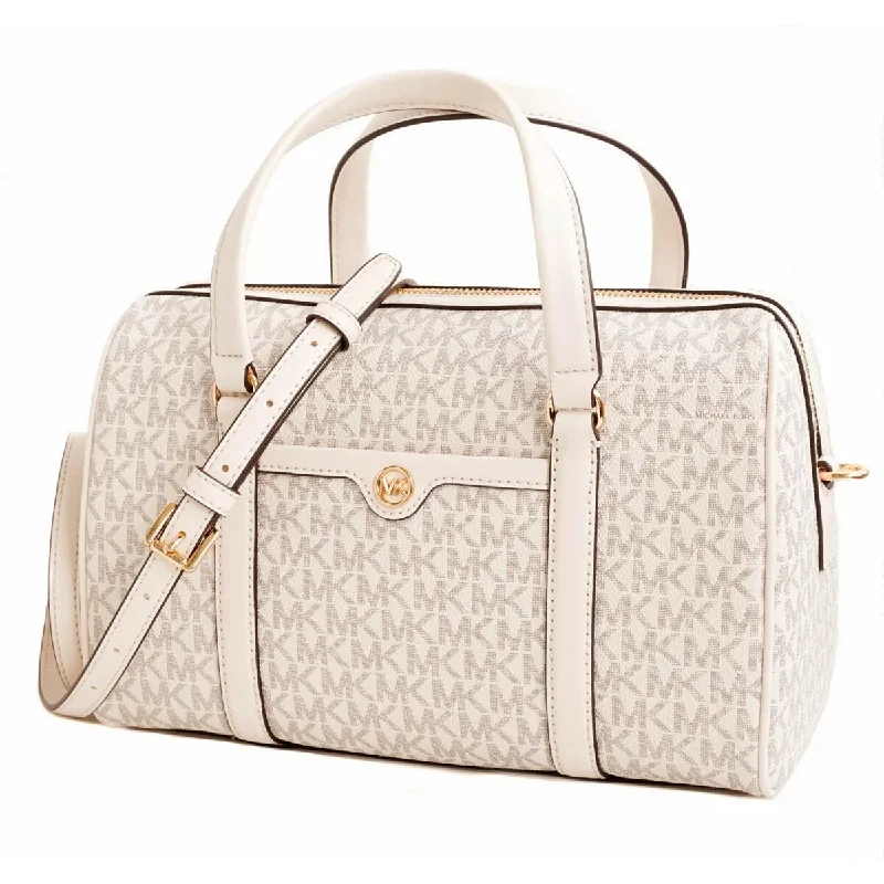 Structured handle bags with sharp, defined shapes for women who love classic designs -Michael Kors Logo Satchel Bag Grey