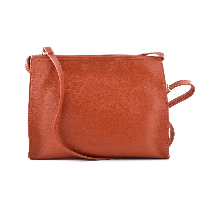 Custom handle bags with personalized monograms for unique and thoughtful gifts -Victor & Hugo Leather Shoulder Crossbody Bag Orange